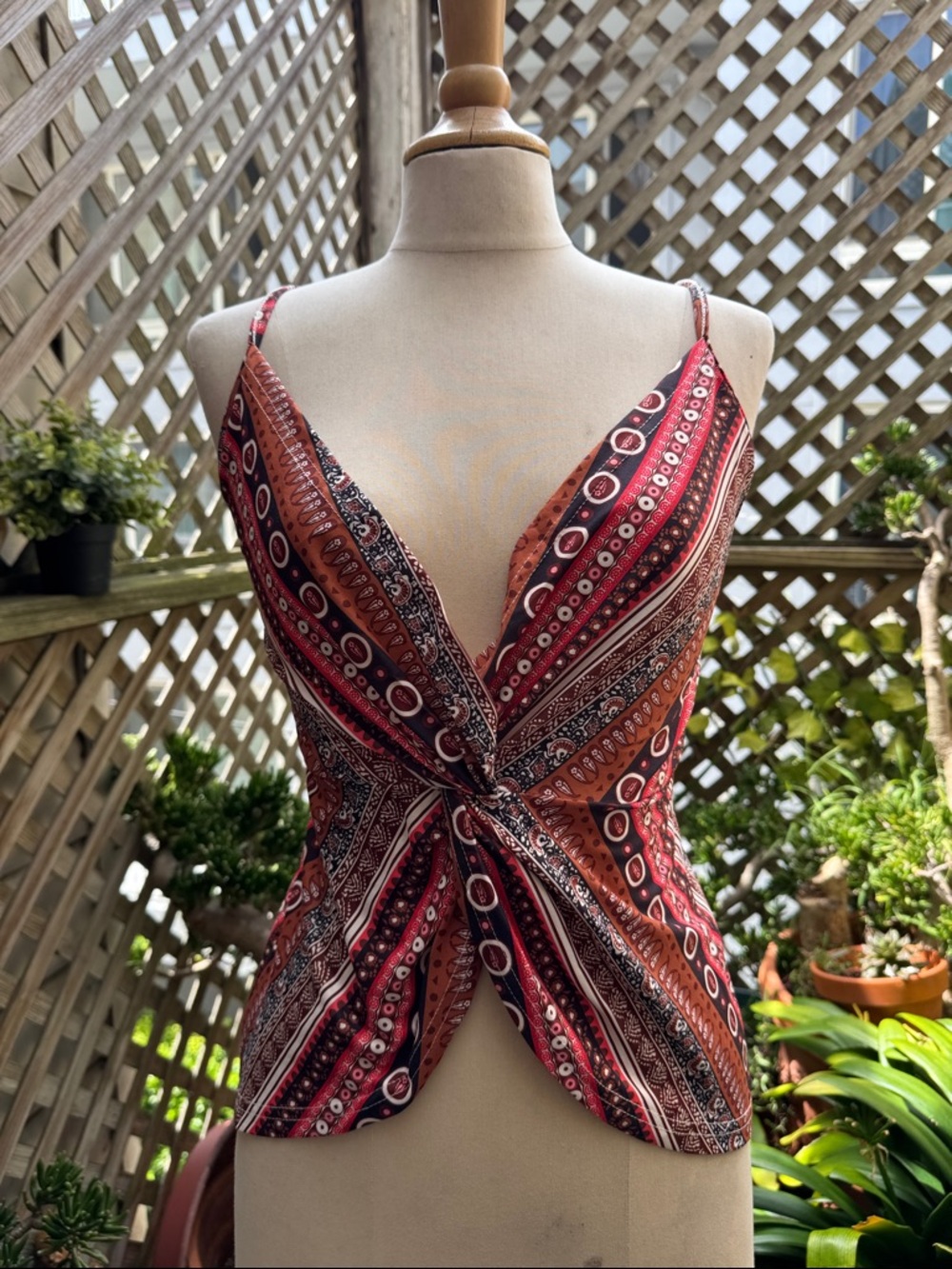 Women’s Multi-Pattern Boho Twist Front Tank Top. Sizes S-M.  NWOT